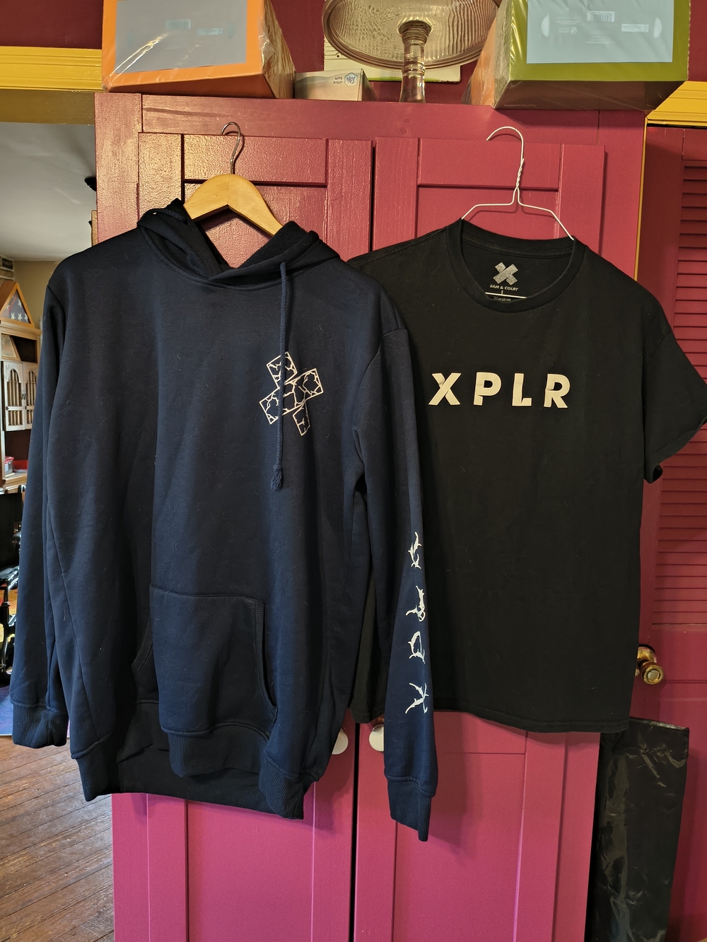 XPLR Kids/adults Black Graphic Tee and Navy Hoodie Set